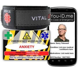 Medical Alert Bracelet ID Card Set (Anxiety)