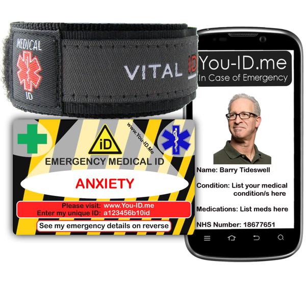 Medical Alert Bracelet ID Card Set (Anxiety)
