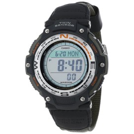 Casio SGW100 Series | Digital Watch & Compass | Green/Fabric Strap | 200M WR | 100 SEC Stopwatch | Twin Sensor for Direction & Temperature | Low Temp Resistant | Auto Calendar | Multi Alarm