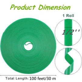 Kecoya 100 Feet Green Garden Tape Plant Ties for Climbing Plant Garden Ties Plant Tape, 1/2'' Wide Reusable Garden Tape Plant Support for Climbing Plants, Flowers, Vine, Tomato Ties Adjustable.
