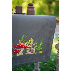 Vervaco Table Runner Cross Stitch Kit Hedgehog with Ferns Embroidery Picture 40 x 100 cm