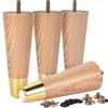 4 inch Ash Wood Furniture Legs with Gold Caps, LAVANE