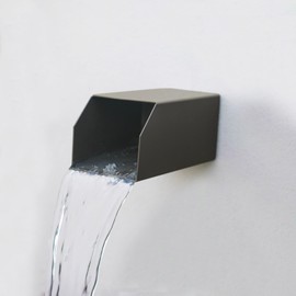 PONDO 4" Square Water Fountain Spout, 316 Stainless Steel Spillway Waterfall Accent Scupper with Integrated Spray Baffle for Landscape Decor, Ponds, Pools, Water Walls, Fountains (Dark Brown)