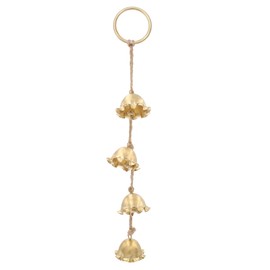 Gold Flowers Hanging Bells for Door Knob Decoration, Christmas Home Garden Decor Small Wind Chimes Jingle Bell on Rope