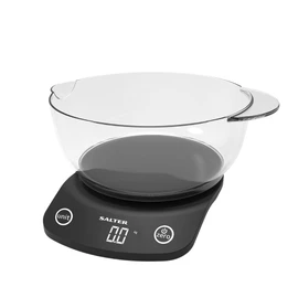 Salter 1074 BKDR Electronic Digital Kitchen Scale, Max 5 Kg, Cooking , Baking, Add & Weigh, Measures Liquids/Fluids, Hidden Until Lit Display, 1.8 litre Dishwasher Safe Bowl, Pouring Lip, Black