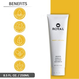 Royal Body Lotion – Moisturizer for Men - Natural After Shave Deodorant Cream, Anti-Chafing, Anti-Itch - Vegan, Organic with Shea Butter, Aloe Vera, Vitamin E, Green Tea 8.5 fl oz.