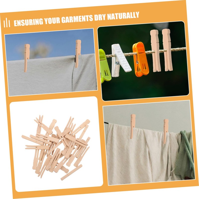 Hohopeti Clothes Pegs 50pcs Wooden Laundry Clips Heavy Duty Large