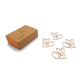 DESIGNMANUFAKTUR BERLIN GOLDCLIPS Cute Decorative Clips Paper Clips Bookmark Paper Clip Rose Gold-Plated in Beautiful Packaging Fox Motif