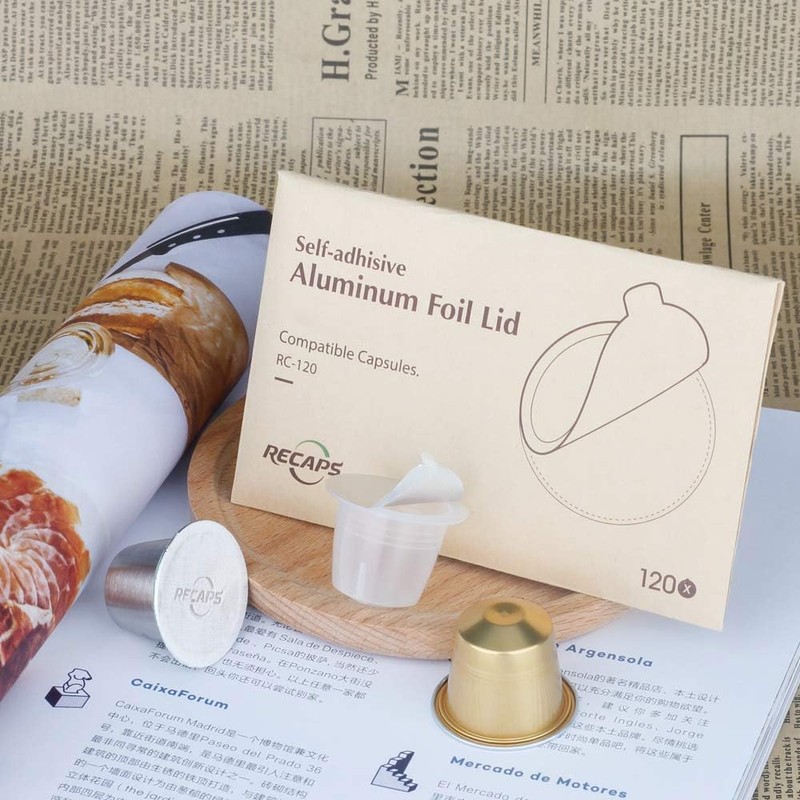 RECAPS Aluminum Espresso Lids Foil Seals Reusable Filters Refillable Coffee