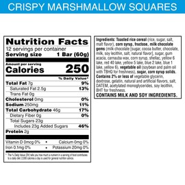 Rice Krispies Treats Mega Bars Large Marshmallow Snack Bars, Kids Snacks, Big Bars, Rainbow, 25.3oz Box (12 Bars)