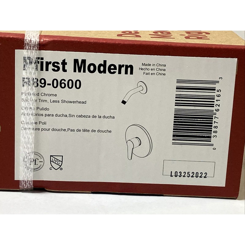 Pfister Pfirst Modern R89-0600 Polished Chrome Shower Trim Less Showerhead