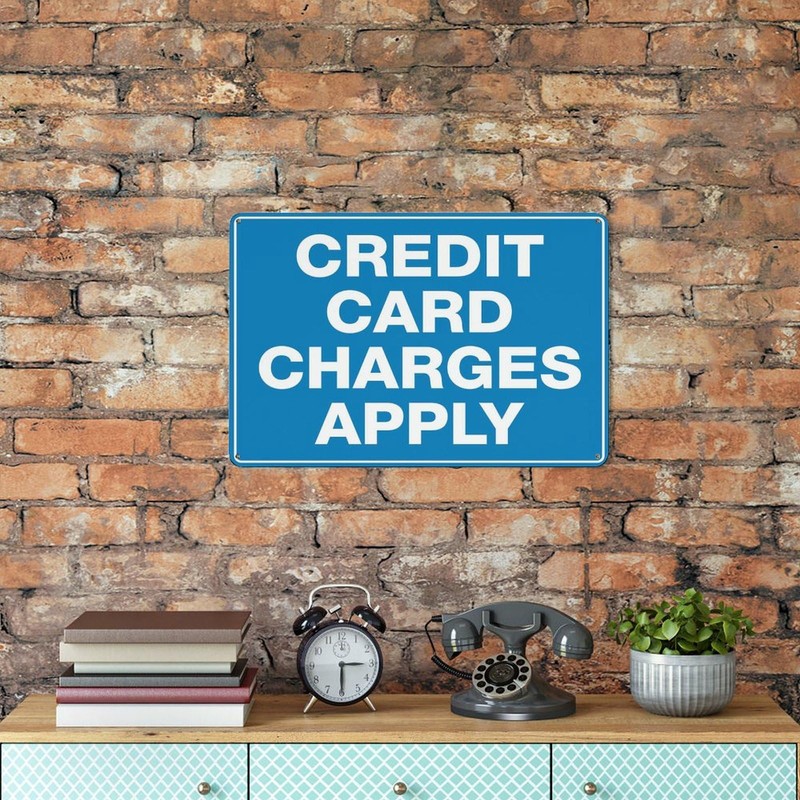 Compladeta Credit Card Charges Apply Sign For Business 8""X12"" Rust
