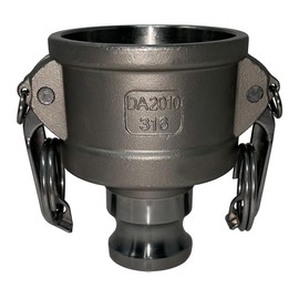 Gloxco Stainless Steel Type DA and Groove Hose Fitting, Reducer, 2" Female Camlock x 1" Male Camlock (CAM-2010-DA-SS)