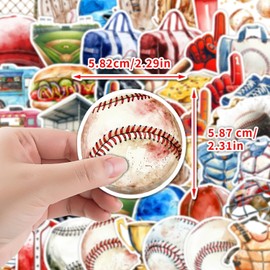 50 Packs Baseball Stickers Water Bottles Laptop Phone Motorcycle Computer Guitar Skateboard Hydroflasks Baseball Sport Vinyl Sticker Waterproof Aesthetic Trendy Decals for Teens Girls Adults