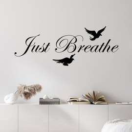 Vinyl Wall Decal Just breathe Quote Inspirational Words Motivational Yoga Center Meditation Room Stickers (4283ig) Black