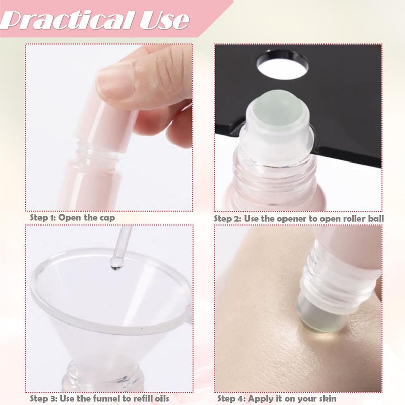 10Packs Refillable Roll-on Bottles Leak proof Glass Roller Bottles for