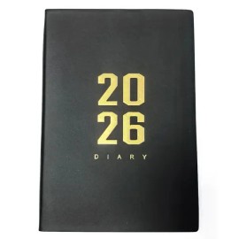 Agenda 2026 Negra A4 para Organización Diaria con Páginas Personalizadas