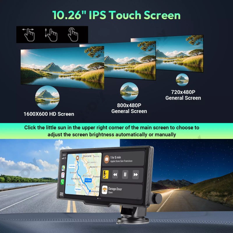 Xgody Touchscreen 4.0K Dash Cam Car Backup Camera 10.26" Wireless