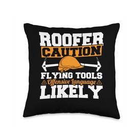 Cool Roofer Gift Ideas For Roof Contractor Roofer Tools Contractor Roof Installation Throw Pillow, 16x16, Multicolor