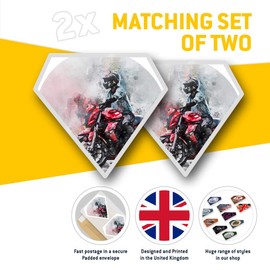 2 x Diamond Stickers 7.5 cm - Red Motorbike Biker Sports Bike Fun Decals for Laptops,Tablets,Luggage,Scrap Booking,Fridges, #12318