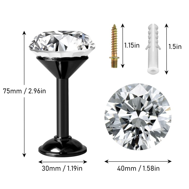 KOLAKO Curtain Holdbacks, Crystal Curtain Tie Backs Hooks, Black Metal