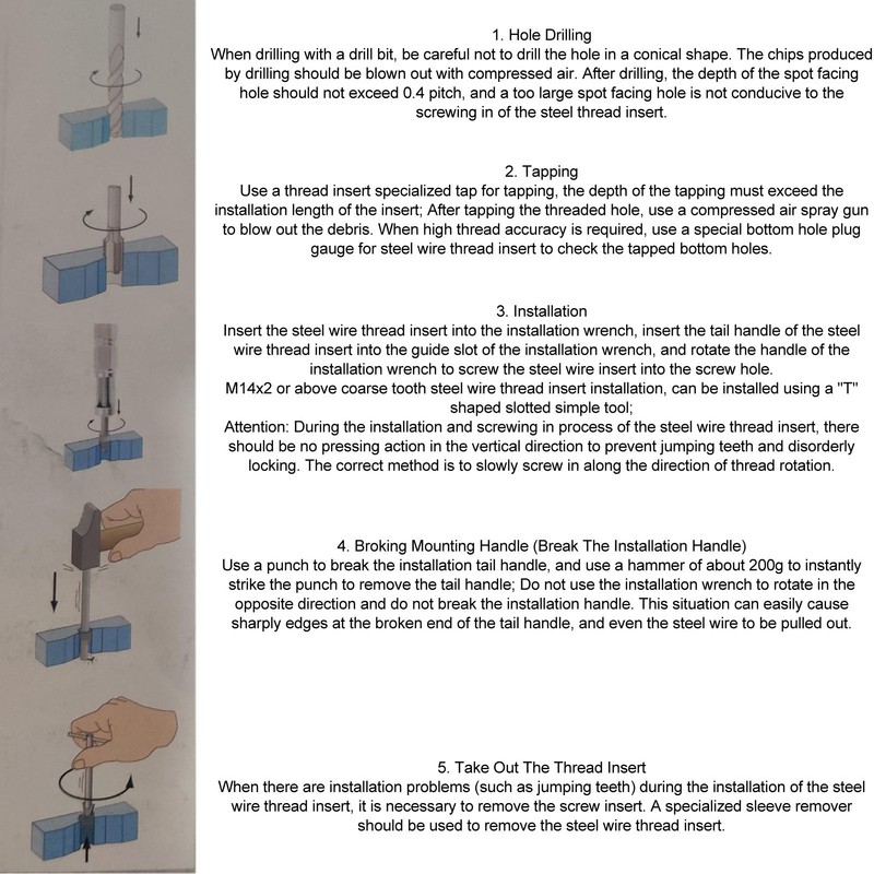 34Pcs Metric Thread Repair Insert Kit Stainless Steel M8 X