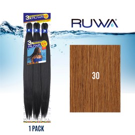 Sensationnel Ruwa prestretched braiding hair - 3x 54 inch water repellent kanekalon fast dry synthetic sports itch free (1 pack, 30 LIGHTAUBURN)