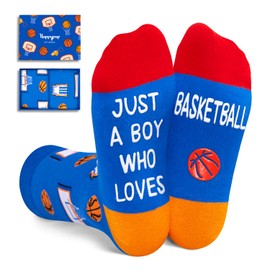 HAPPYPOP Gifts for Basketball Players Lovers - Gifts for Kids Boys Who Love Basketball, Boys Kids Sports Socks, Stocking Stuffers