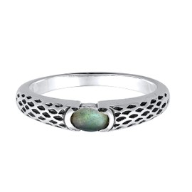 Kuzzoi 0609191521 Men's Ring with Labradorite Stone, Modern Ring in 925 Sterling Silver, Elegant Silver Ring with Partially Oxidised Ring Band, Band Ring for Men in Ring Size 60 - 66, Gemstone,