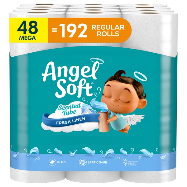 Angel Soft Toilet Paper with Fresh Linen Scented Tube, 48