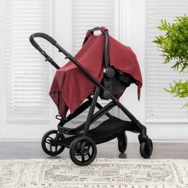 Muslin Cotton Baby Car Seat Cover, Universal Fit Carseat Canopy Covers for Babies, Girls and Boys by Comfy Cubs (Wine)