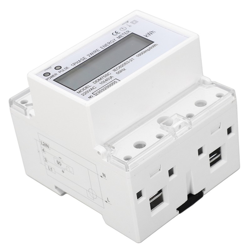 Energy Meter 1 Phase 2 Wire 4P Digital LCD Kwh