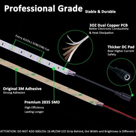 JOYLIT 32.8ft LED Strip Lights 5000K Daylight White, UL Listed 24V LED Tape 12800LM Super Bright CRI 92+ 150W Dimmable, 120LEDs/M High Density 2835 SMD Adhesive Light Strip for Commercial, Residential