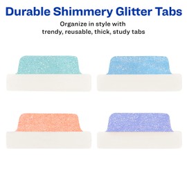Avery Margin Ultra Tabs, 2.5" x 1", Pastel Sparkle Shimmer Designs, 16 Repositionable Page Tabs (74150)