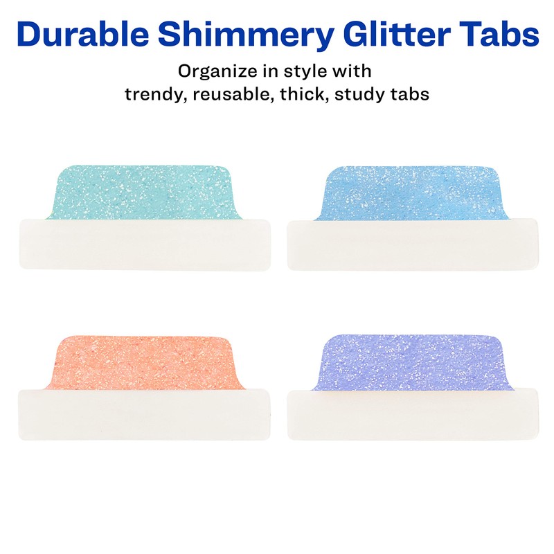 Avery Margin Ultra Tabs, 2.5" x 1", Pastel Sparkle Shimmer
