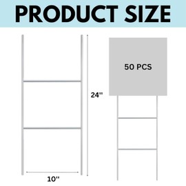 Tacmaster Wire Metal Yard and Sign H Stakes – Durable Blank Lawn Sign Posts for 4mm Corrugated Panels, Real Estate Signs, Waterproof and Wind Resistant, Ideal for Outdoor Use, 24"x10" – 50 Pack