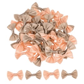 sourcing map 50pcs Bright Gray & Light Pink Bow Ties 1.5" x 1" Mini Bowknot for Crafting Little Satin Bow Bulk for DIY Sewing Scrapbooking Wedding Gift Present Home Decoration