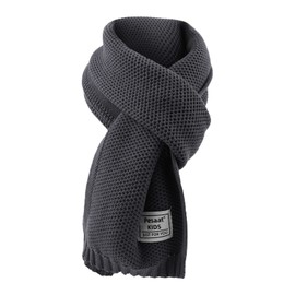 PESAAT Kids Winter Infinity Scarf Knit Toddler Boys Girls Scarves Cotton Outdoor Neck Warmer for Children 3-15 Years (Dark Gray)