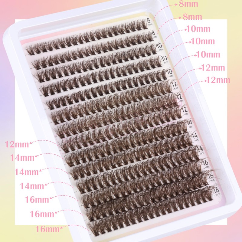 Brown Lash Clusters Eyelash Extensions 280pcs Fluffy Eyelash Clusters Lash