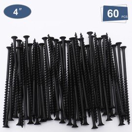 JEGONFRI 60pcs #10 × 4 inch High Hardness Drywall Screws, Black, Coarse Thread, Phillips Drive, Bugle Head, Black Wood Screws, Long Screws, Wood and More