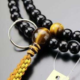 念珠 Dot Comme Des 曹洞宗 Buddha Mala Bead Men's The Double Ebony (Rustic) Tiger Eye Stone 銀輪 String Tassels [AAA Mala Zen Fighters 念珠 Kyoto 108 Ball Double Row Tiger Eye Stone Tiger Eye 101440016] [Mala Bag Gift]