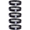 Blood THINNER Medical Alert ID Privacy Enhanced Silicone Bracelets Black