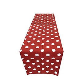 ArtOFabric Decorative Cotton White Polka Dot on Red Print Table Runner12 X 108