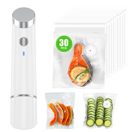 AirBanish Vacuum Sealer, Handheld Vacuum Sealer for Food, Compact Sealer Machine with 30 Reusable Vacuum Bags, Portable Cordless Food Sealer Set for Food Preservation