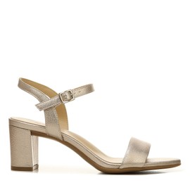 Naturalizer Womens Bristol Ankle Strap Chunky Block Heel Dress Sandal,Warm Silver Metallic Pebble,9M