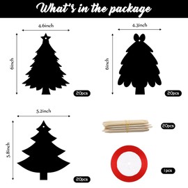 WATINC 60pcs Christmas Tree Scratch Paper Art Ornaments DIY Rainbow Xmas Party Scratch off Card Hanging Craft Magic Drawing Coloring Sheet Set with Stick for Kids Gifts Home Activities School Decor