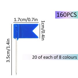 GroveEs 160PCS Flag Map Pins,Multicolored Plastic Head Push Pins with Steel Point,Durable Travel Map Tacks for Home School Office Bulletin Boards Cork Boards Foam Boards Paper Holder Calendar Camping