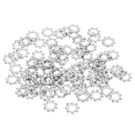 sourcing map 100 Pcs 304 Stainless Steel External Tooth Lock Washers, M5 Star Locking Washers for Screw Bolt Mechanical Equipment Fasteners, Silver