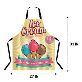 Xuwenz Vintage Ice Cream Apron Adjustable Neck Bib Apron for Men Women,Suitable for Kitchen Cooking Waitress Chef Apron