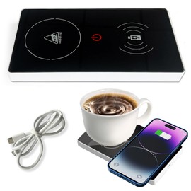 KEAGAN Coffee Cup Warmer, 2 in 1 Smart Cup Warmer, 15W Cup Warmer for Desk, Electric Drink Warmer, USB Heat Coaster Warmer with Touch Technology for Coffee, Milk and Tea